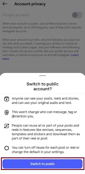 آموزش برگشت به حساب شخصی اینستاگرام