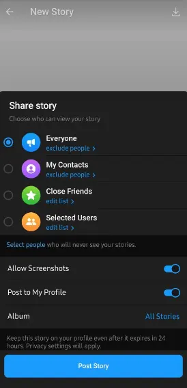 نحوه گذاشتن استوری در تلگرام